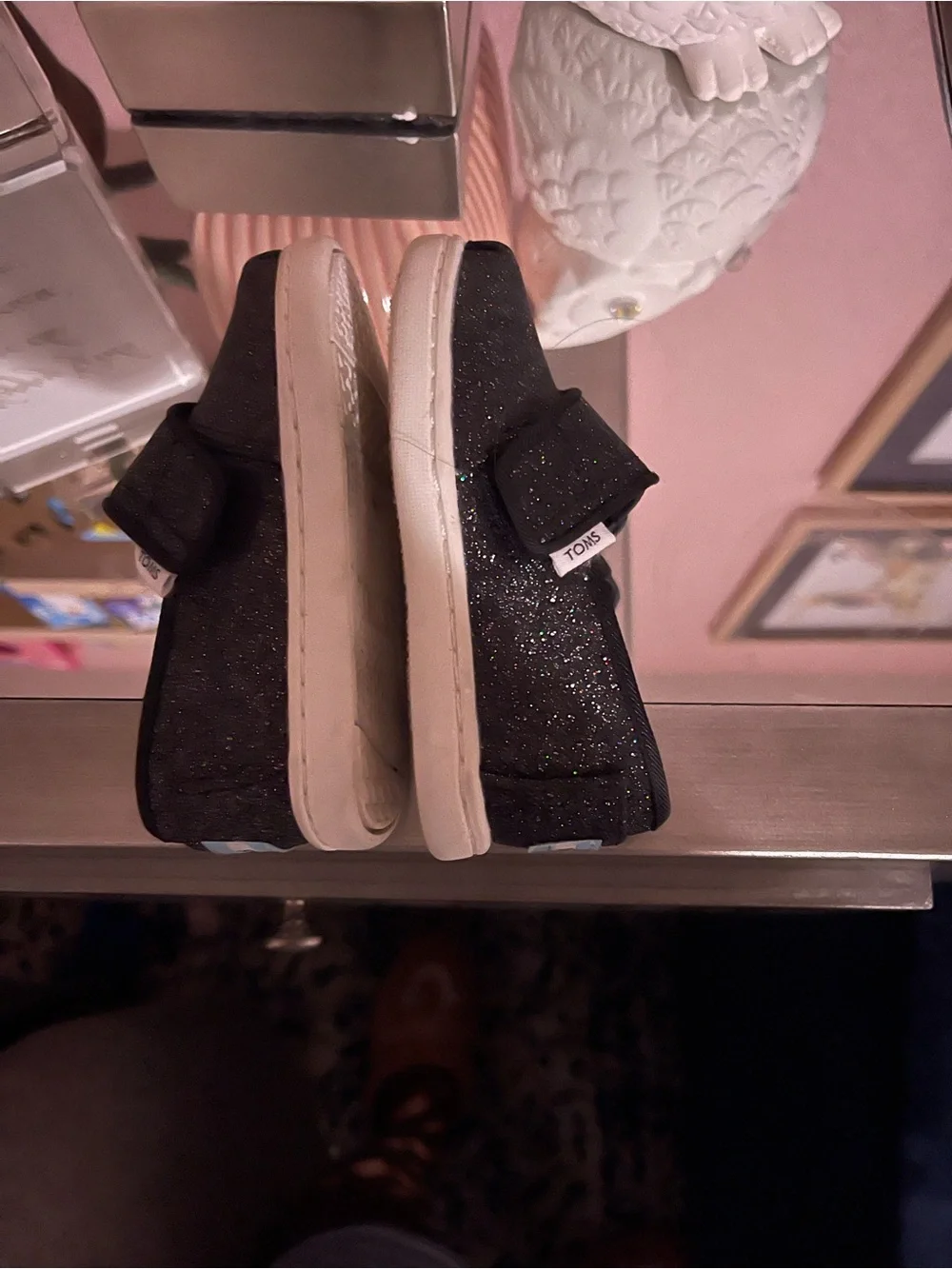 Toms Girls Black Glitter Slip-On Shoes
